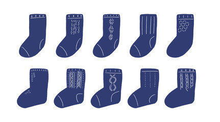 ネイビーの靴下のイラストセット