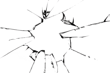 Broken glass texture isolated cracks on white background