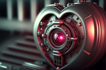 Fototapeta na wymiar Technischer Hintergrund mit Herz, Motiv zu Valentinstag von einem Techniker, ai generativ