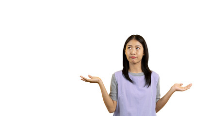 Woman doing boring poses on colored background,  Acting indifferently, Indifferent to what is going...