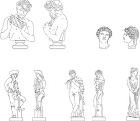 Sketch vector illustration of classical greek roman statue