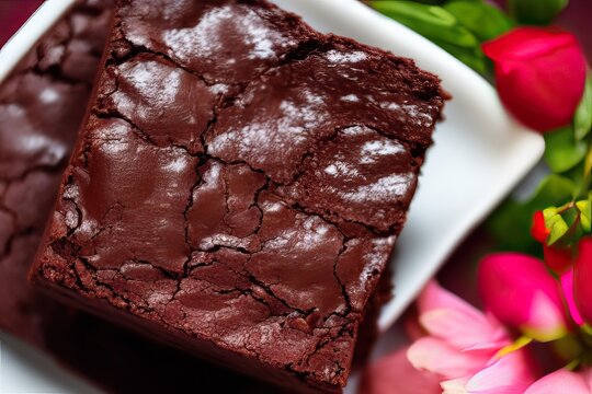 High-Resolution Image of Delicious Chocolate Brownie Showcasing its Luscious Texture and Rich Flavor, Perfect for Adding a Mouth-Watering Element to any Design Project