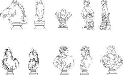 Sketch vector illustration of classical greek roman statue