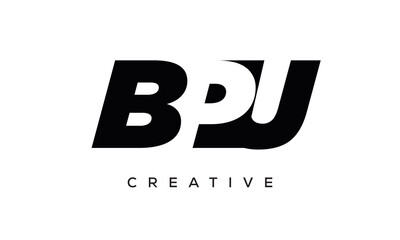 BPU letters negative space logo design. creative typography monogram vector