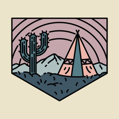 Camping at desert graphic illustration vector art t-shirt design