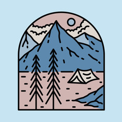 Mountains and camping graphic illustration vector art t-shirt design
