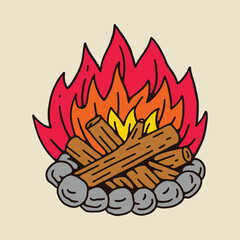 Bonfire graphic illustration vector art t-shirt design