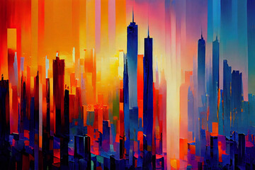 Abstract New York Cityscape at dawn