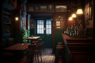 Realistic Irish Pub Industrial Interior