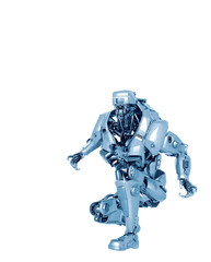 master robot you are crouched and ready for action in white background