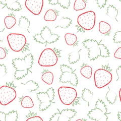 Foto op Aluminium Strawberries on a white background, vector seamless pattern. © sunshinys