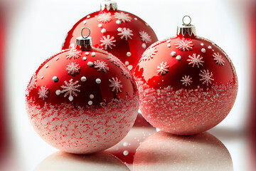 Excellent Red christmas balls with snow