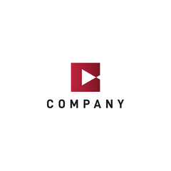 letter C with play button logo design