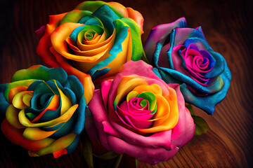 Fototapeta na wymiar Amazing multicolored roses