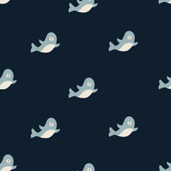 Seamless Pattern Cute cartoon set character, vector illustration of a sea animal.