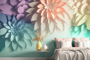 Flowers background wallpaper in pastel colors - obrazy, fototapety, plakaty