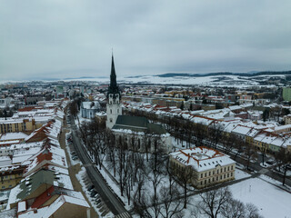 Fototapeta premium Aerial view of the historic town of Spisska Nova Ves in Slovakia