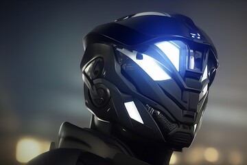 Fototapeta premium Futuristic soldier helmet, Sci-fi soldier wallpaper 