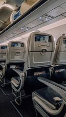 inside the passenger cabin of a plane