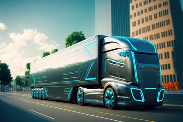 Future of autonomus cargo transportation, AV cargo truck, AV, Generative AI
 - obrazy, fototapety, plakaty