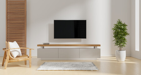 TV room with clear light mock up design, 3d illustration rendering