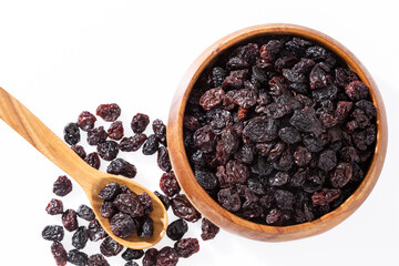 Healthy Food - Nuts Dehydrated Grapes; Photo White Background