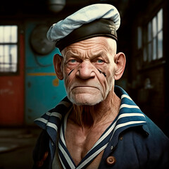 An old retired sailor portrait, marine, generative ai