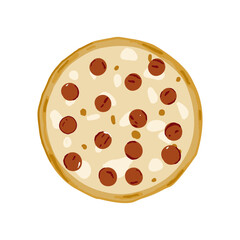 Pizza vector illustration on white background for sticker, print, poster