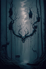 Skeleton forest Created with generative AI tools