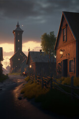 Medieval urban landscape Created with generative AI tools