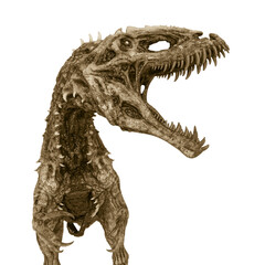giganotosaurus is a zombie in angry pose on close up view © DM7