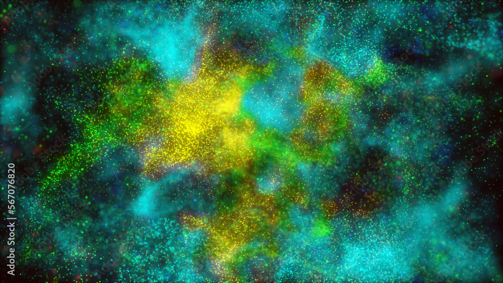 Aufkleber backlit dust particles with real lens flare. abstract bokeh background. shot of flying snowflakes bo