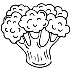 Artistic hand drawn illustration of broccoli, ink drawing imitation