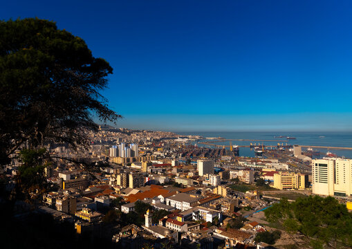 View of the port at sunrise, North Africa, Algiers, Algeria