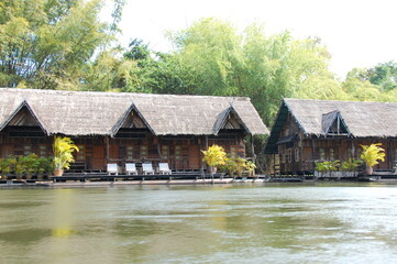 Fototapeta na wymiar Photographs around the River Kwai, Kanchanaburi Province. Thailand's main attractions for background and decorate wallpaper