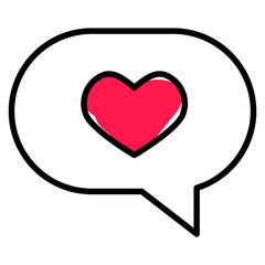 Heart in speech bubble doodle icon