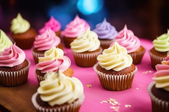 High-Resolution Image of Delicious Cupcake with Soft Icing and Sprinkles, Perfect for Adding a Sweet and Appetizing Touch to any Design Project