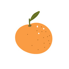 Christmas tangerine, mandarin fruit vector illustration for sticker, print, poster, postcard
