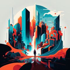 abstract city in the night, Generative ai