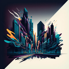 abstract city skyline, Generative ai