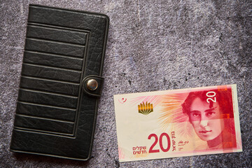 portfel i banknot izraelski 