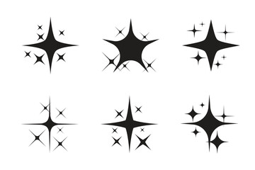 Black sparkles symbols vector. The set of original vector stars sparkle icon. Bright firework, decoration twinkle, shiny flash. stars and bursts collection. Vector