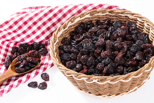 Healthy Food - Nuts Dehydrated Grapes; Photo White Background
