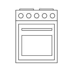 Simple gas electric stove icon in a line style. Vector kitchen element isolated on a white background