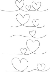 Heart doodle line set, looped line set, heart drawing of the moose. Hand drawn, decorative design line art, SVG Vector