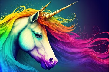 Amazing lovely unicorn background design, colorful isolated high resolutions generative ai