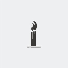Burning Candle Vector Logo Template in Simple Flat Style.