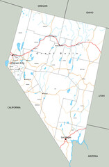 Naklejka premium High detailed Nevada road map with labeling.