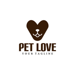 Love Cat or Dog Paw Print, Pet Logo Design Template