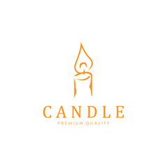 Burning Candle Vector Logo Template in Simple Flat Style.